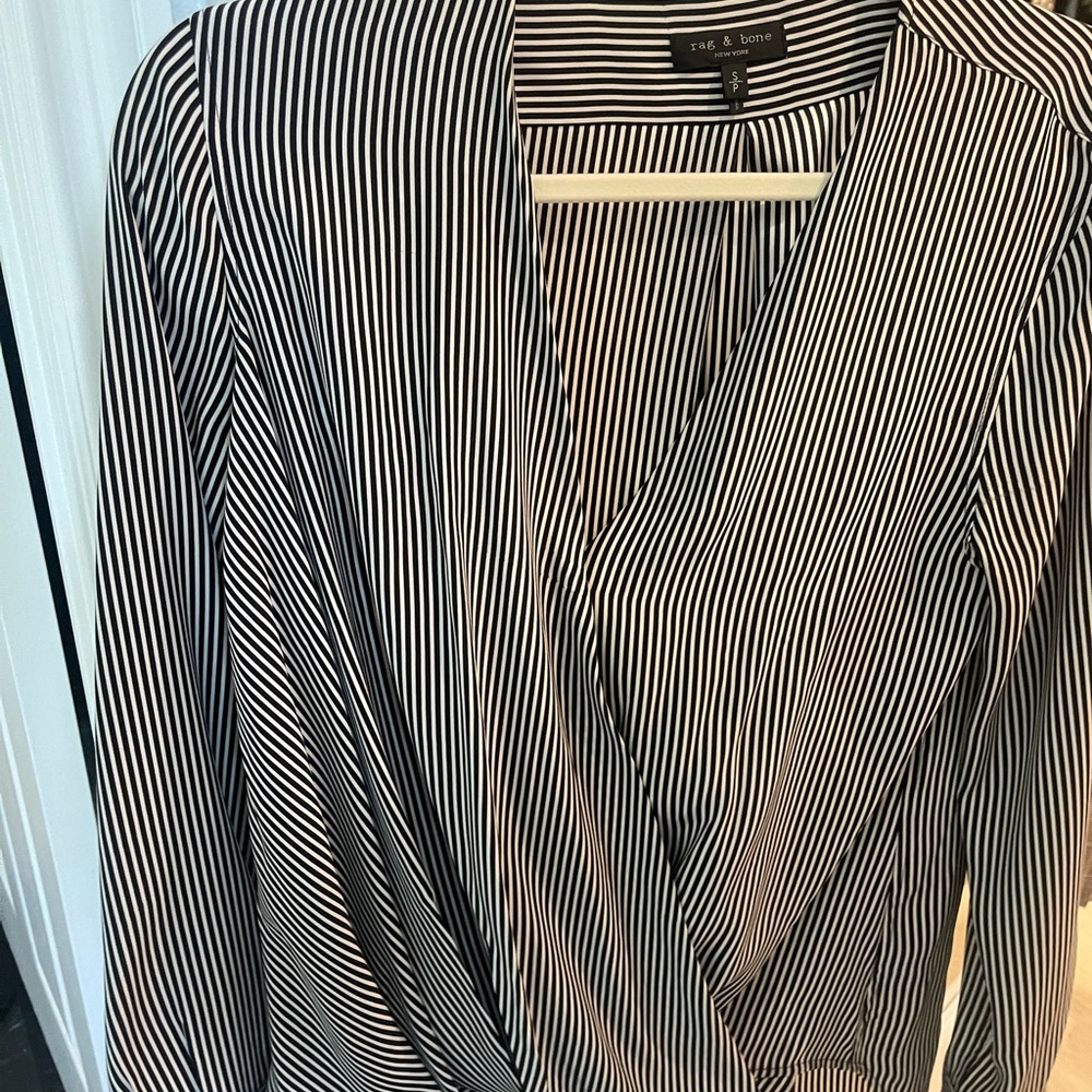 Rag & Bone Black and White Striped Blouse